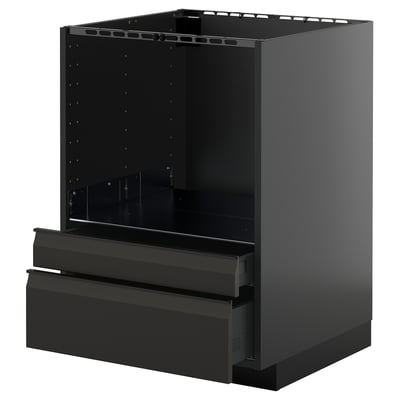 METOD / KNIVSHULT Base cabinet f combi micro/drawers, black-grey/Upplöv matt anthracite, 60x60 cm