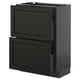METOD / KNIVSHULT Base cabinet with 2 drawers, black-grey/Lerhyttan black stained, 60x37 cm