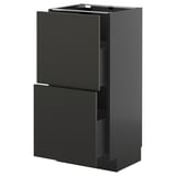 METOD / KNIVSHULT Base cabinet with 2 drawers, black-grey/Nickebo matt anthracite, 40x37 cm