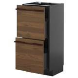 METOD / KNIVSHULT Base cabinet with 2 drawers, black-grey/Stensta dark brown ash veneer, 40x37 cm