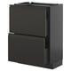 METOD / KNIVSHULT Base cabinet with 2 drawers, black-grey/Upplöv matt anthracite, 60x37 cm