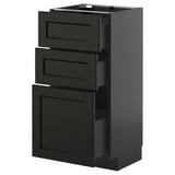 METOD / KNIVSHULT Base cabinet with 3 drawers, black-grey/Lerhyttan black stained, 40x37 cm