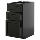 METOD / KNIVSHULT Base cabinet with 3 drawers, black-grey/Lerhyttan black stained, 40x60 cm