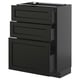 METOD / KNIVSHULT Base cabinet with 3 drawers, black-grey/Lerhyttan black stained, 60x37 cm