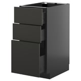 METOD / KNIVSHULT Base cabinet with 3 drawers, black-grey/Nickebo matt anthracite, 40x60 cm