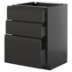 METOD / KNIVSHULT Base cabinet with 3 drawers, black-grey/Upplöv matt anthracite, 60x60 cm