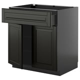METOD / KNIVSHULT Base cabinet with drawer/2 doors, black-grey/Bodbyn black, 80x60 cm