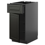 METOD / KNIVSHULT Base cabinet with drawer/door, black-grey/Bodbyn black, 40x60 cm