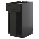 METOD / KNIVSHULT Base cabinet with drawer/door, black-grey/Lerhyttan black stained, 40x60 cm
