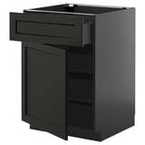 METOD / KNIVSHULT Base cabinet with drawer/door, black-grey/Lerhyttan black stained, 60x60 cm