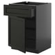 METOD / KNIVSHULT Base cabinet with drawer/door, black-grey/Lerhyttan black stained, 60x60 cm