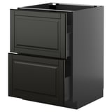 METOD / KNIVSHULT Base cb 2 fronts/2 high drawers, black-grey/Bodbyn black, 60x60 cm