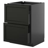 METOD / KNIVSHULT Base cb 2 fronts/2 high drawers, black-grey/Lerhyttan black stained, 60x60 cm