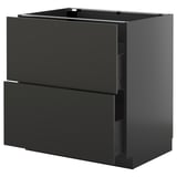 METOD / KNIVSHULT Base cb 2 fronts/2 high drawers, black-grey/Nickebo matt anthracite, 80x60 cm
