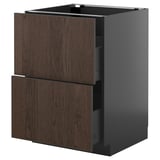 METOD / KNIVSHULT Base cb 2 fronts/2 high drawers, black-grey/Sinarp brown, 60x60 cm