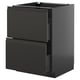 METOD / KNIVSHULT Base cb 2 fronts/2 high drawers, black-grey/Upplöv matt anthracite, 60x60 cm