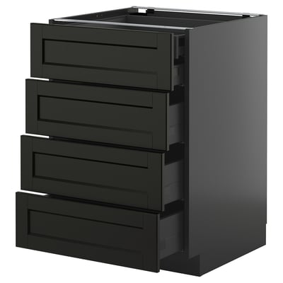 METOD / KNIVSHULT Base cb 4 frnts/2 low/3 md drwrs, black-grey/Lerhyttan black stained, 60x60 cm