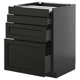 METOD / KNIVSHULT Bc w pull-out work surface/3drw, black-grey/Lerhyttan black stained, 60x60 cm