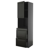 METOD / KNIVSHULT Hi cab f micro combi w door/3 drwrs, black-grey/Bodbyn black, 60x60x220 cm