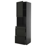 METOD / KNIVSHULT Hi cab f micro combi w door/3 drwrs, black-grey/Lerhyttan black stained, 60x60x220 cm