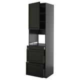 METOD / KNIVSHULT Hi cab f micro combi w door/3 drwrs, black-grey/Lerhyttan black stained, 60x60x220 cm
