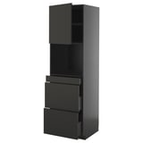 METOD / KNIVSHULT Hi cab f micro combi w door/3 drwrs, black-grey/Nickebo matt anthracite, 60x60x200 cm