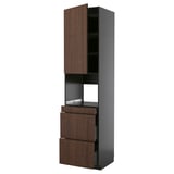 METOD / KNIVSHULT Hi cab f micro combi w door/3 drwrs, black-grey/Sinarp brown, 60x60x240 cm