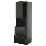 METOD / KNIVSHULT Hi cab f micro w door/2 drawers, black-grey/Bodbyn black, 60x60x200 cm