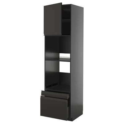METOD / KNIVSHULT Hi cab f ov/combi ov w dr/2 drwrs, black-grey/Upplöv matt anthracite, 60x60x220 cm
