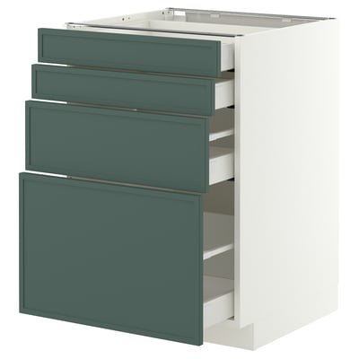 METOD / MAXIMERA Base cab 4 frnts/4 drawers, white/Aspudden dark grey-green, 60x60 cm