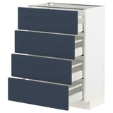 METOD / MAXIMERA Base cab 4 frnts/4 drawers, white Axstad/matt blue, 60x37 cm