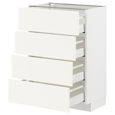 METOD white kitchen unit: four-drawer design, smooth fronts, sturdy build.
