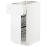 METOD / MAXIMERA Base cab w wire basket/drawer/door, white/Axstad matt white, 40x60 cm