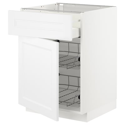 METOD / MAXIMERA Base cab w wire basket/drawer/door, white/Axstad matt white, 60x60 cm