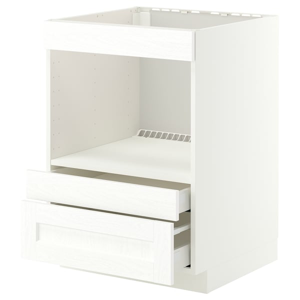 METOD / MAXIMERA Base cabinet f built-in appliances, white Enköping/white wood effect, 60x60 cm