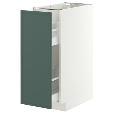 METOD / MAXIMERA Base cabinet/pull-out int fittings, white/Aspudden dark grey-green, 30x60 cm