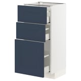 METOD / MAXIMERA Base cabinet with 3 drawers, white Axstad/matt blue, 40x37 cm