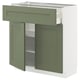 METOD / MAXIMERA Base cabinet with drawer/2 doors, white/Axstad grey-green, 80x37 cm