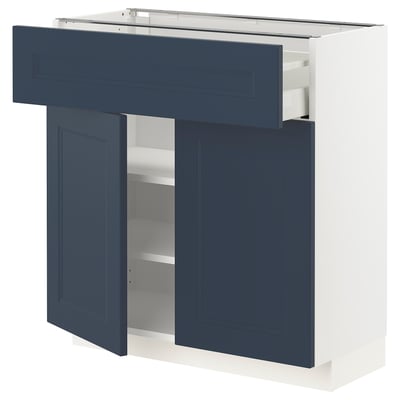 METOD / MAXIMERA Base cabinet with drawer/2 doors, white Axstad/matt blue, 80x37 cm