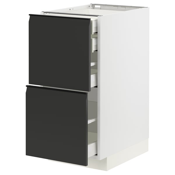 METOD / MAXIMERA Base cb 2 frnts/2 low/1 md/1 hi drw, white/Upplöv matt anthracite, 40x60 cm