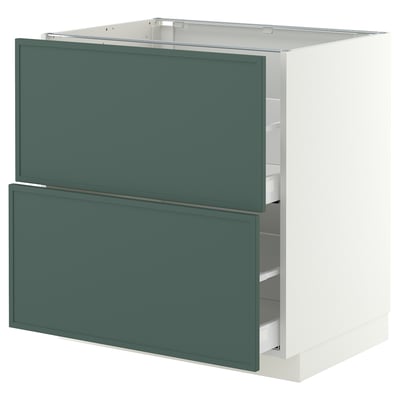 METOD / MAXIMERA Base cb 2 fronts/2 high drawers, white/Aspudden dark grey-green, 80x60 cm