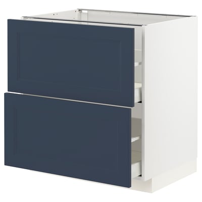 METOD / MAXIMERA Base cb 2 fronts/2 high drawers, white Axstad/matt blue, 80x60 cm