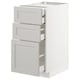 White METOD kitchen cabinet with 3 drawers and a door, light grey fronts, bevelled edges.