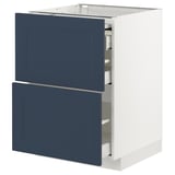 METOD / MAXIMERA Bc w pull-out work surface/3drw, white Axstad/matt blue, 60x60 cm