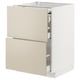 METOD / MAXIMERA Bc w pull-out work surface/3drw, white/Havstorp beige, 60x60 cm