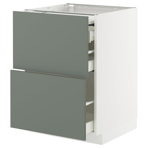 Modern grey-green kitchen unit with two drawers and sleek design, part of IKEAs METOD system.