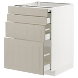 METOD / MAXIMERA Bc w pull-out work surface/3drw, white/Stensund beige, 60x60 cm