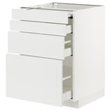 METOD / MAXIMERA Bc w pull-out work surface/3drw, white/Stensund white, 60x60 cm