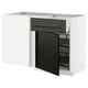 METOD / MAXIMERA Corner base cab w drawer and p-out, white/Bodbyn black, 128x68 cm