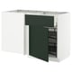 METOD / MAXIMERA Corner base cab w drawer and p-out, white/Havstorp deep green, 128x68 cm